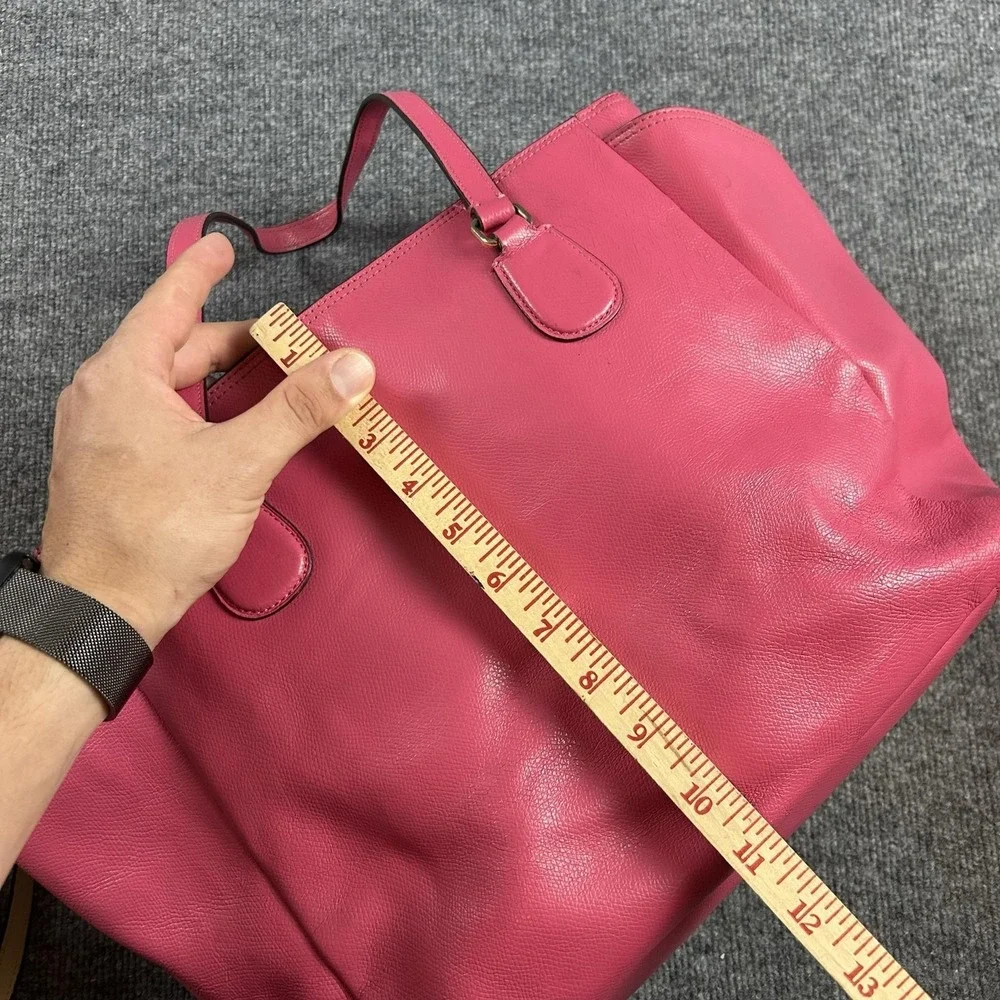 Coach Tote Bag Womens Large Pink Leather Zip Top Shoulder Purse Handbag